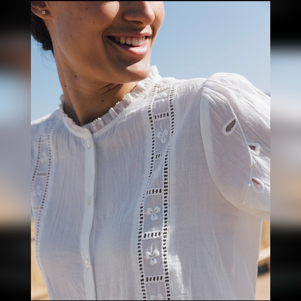 Lace romantic shirt, Ecru, size XL